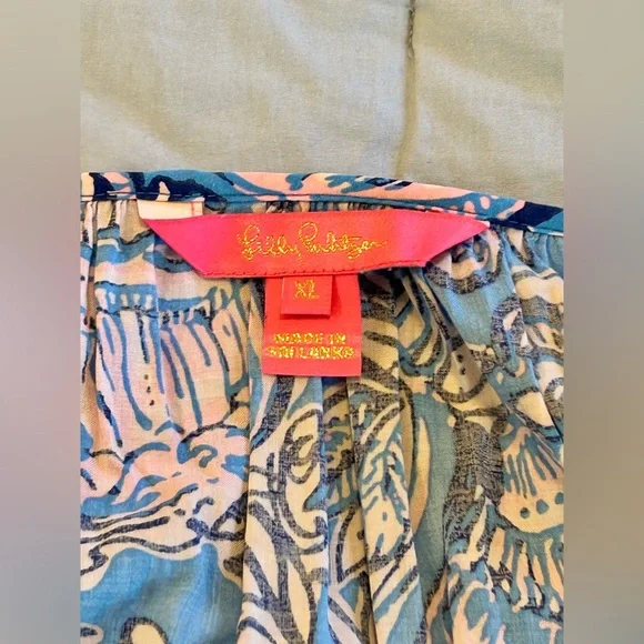 Lilly Pulitzer Winsley Blouse in Lapis Lazuli Horseshoe Bay SZ XL - Picture 7 of 8